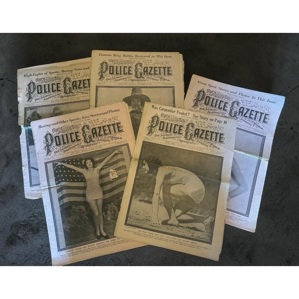 National Police Gazette Journals lot with damage